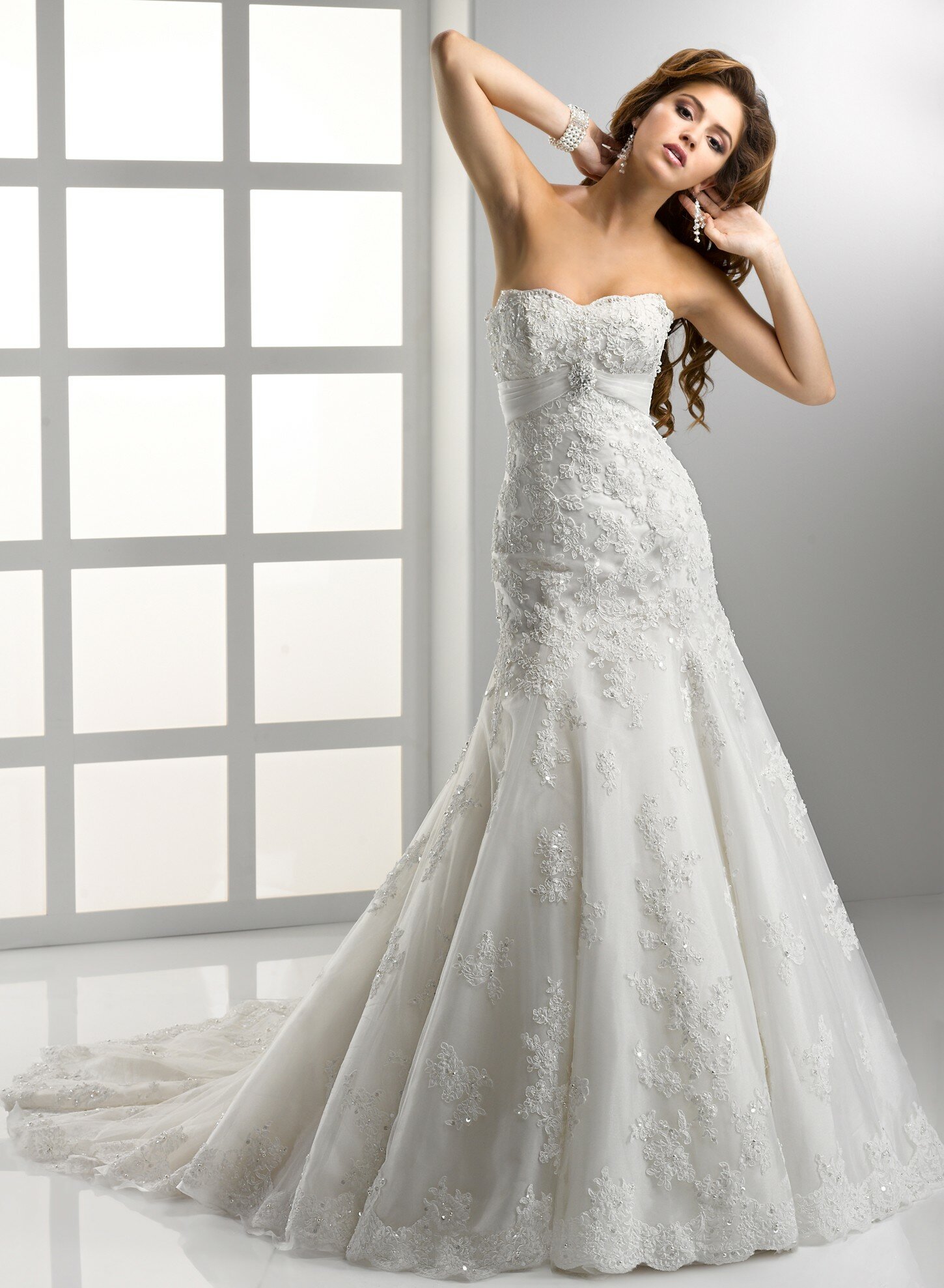 A line sweetheart lace wedding dresses Photo - 4