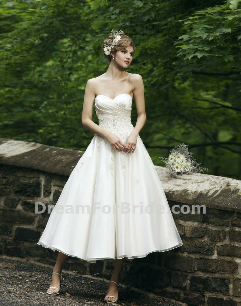A line tea length wedding dresses Photo - 8