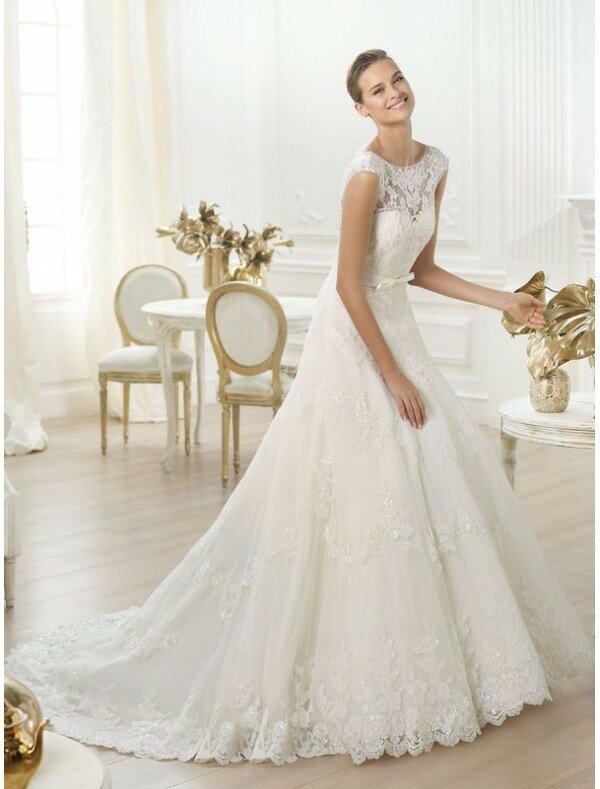 A line wedding dresses with sleeves Photo - 2