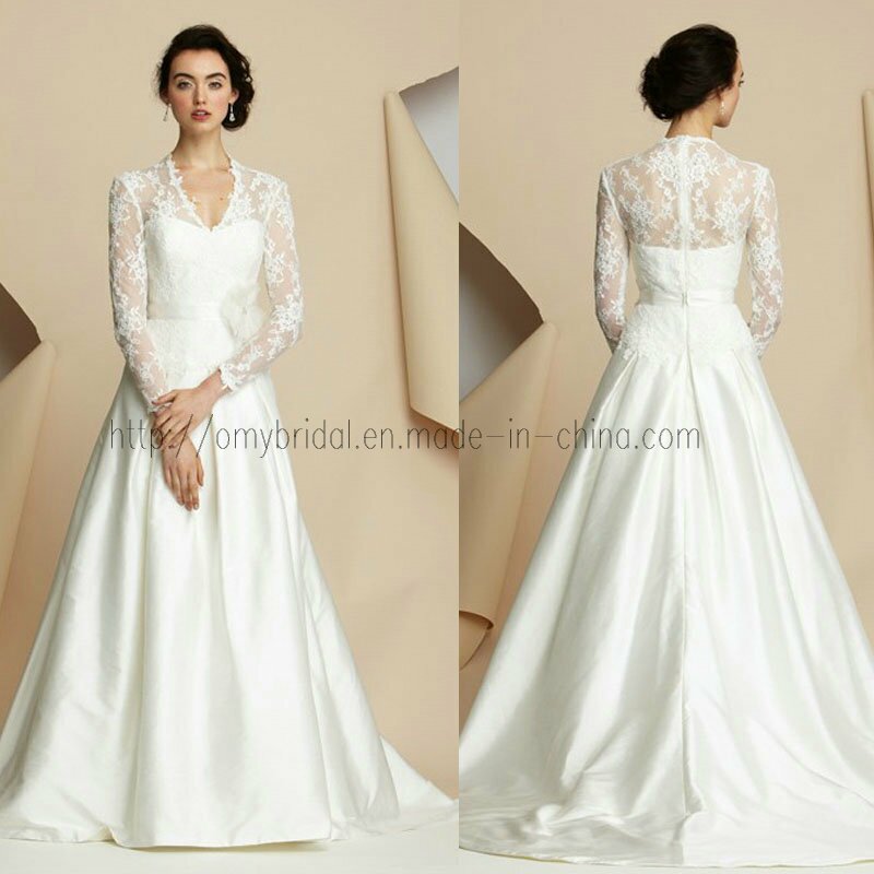 Wedding dresses with lace sleeves and open back Photo - 3