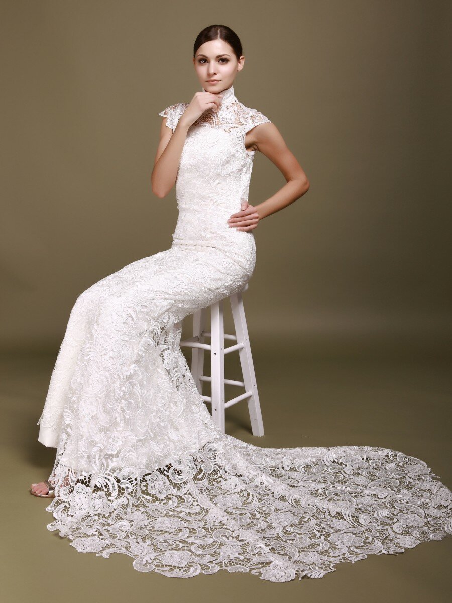 Wedding lace dresses with sleeves Photo - 1