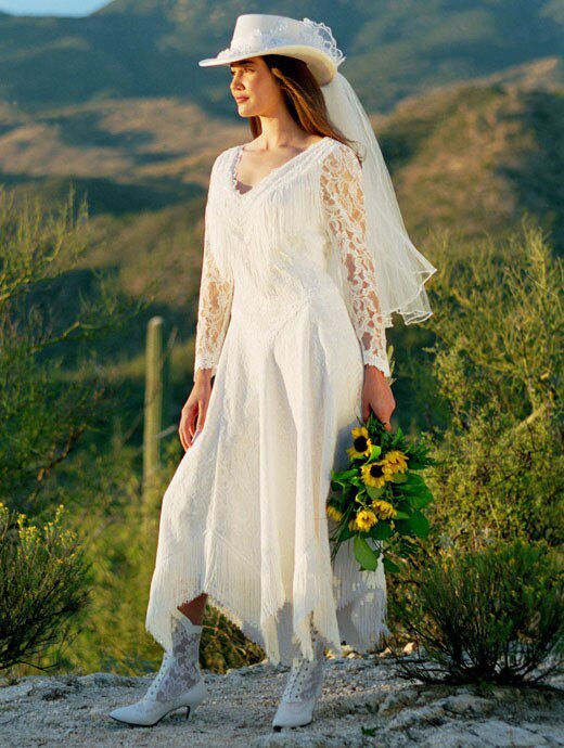 Western wedding dresses with boots Photo - 8