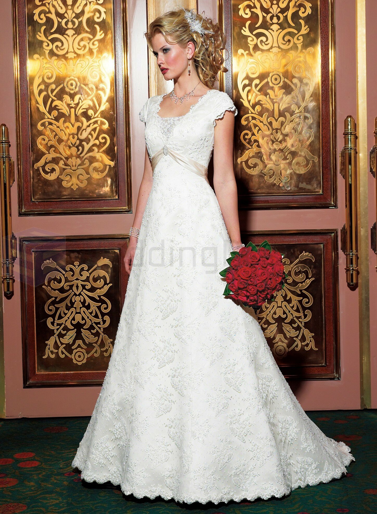 A line cap sleeve wedding dresses Photo - 8