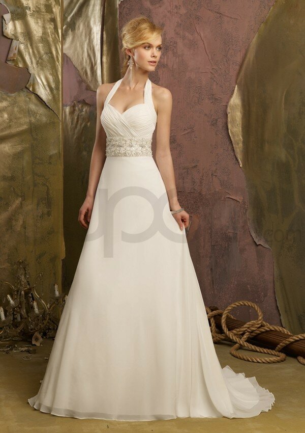 A line halter wedding dresses Photo - 1