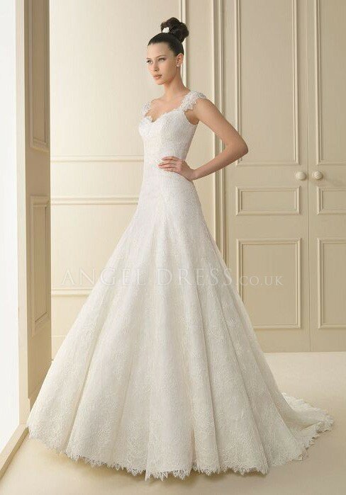 A line lace wedding dresses with sleeves Photo - 6